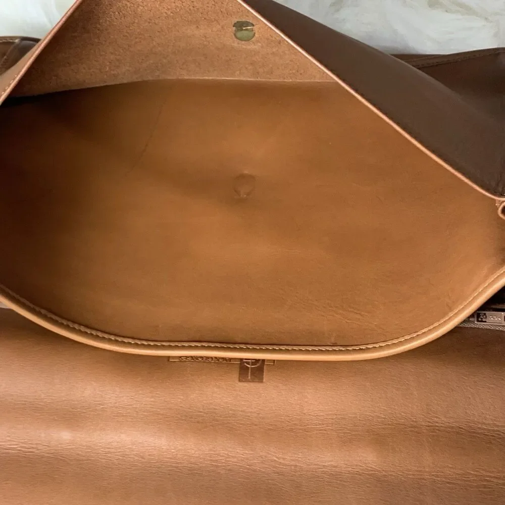 Jack Georges Vintage Leather Messenger Bag With Attachable Strap Made In USA